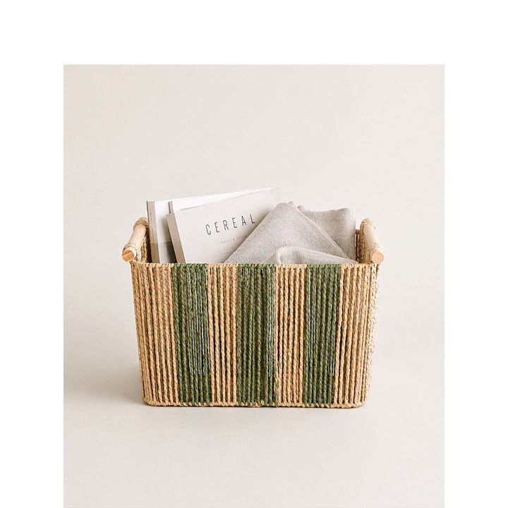 Elegant storage basket with sturdy handles