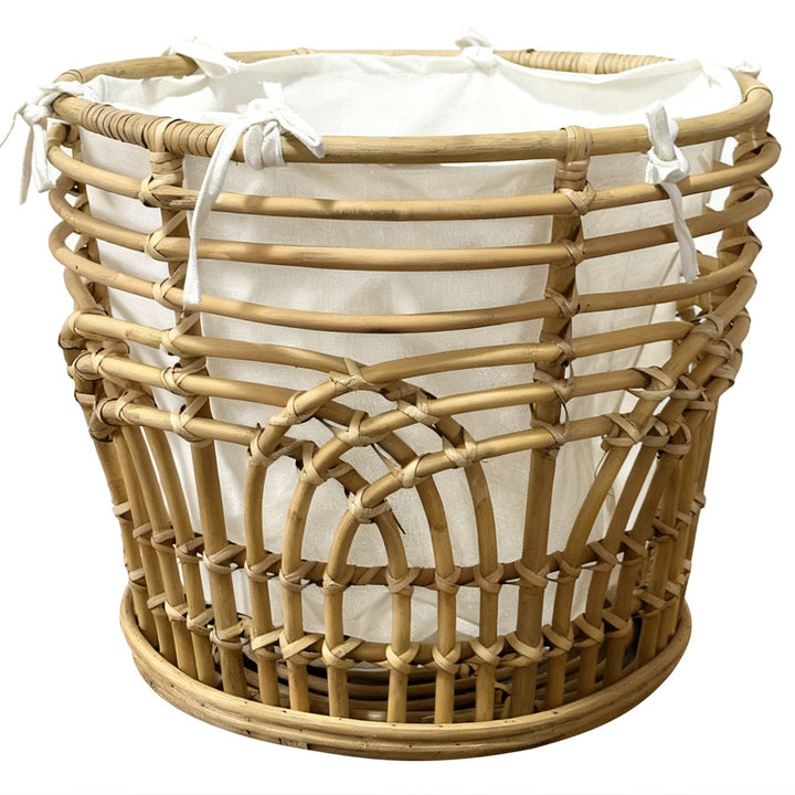 Handcrafted storage basket with fabric insert