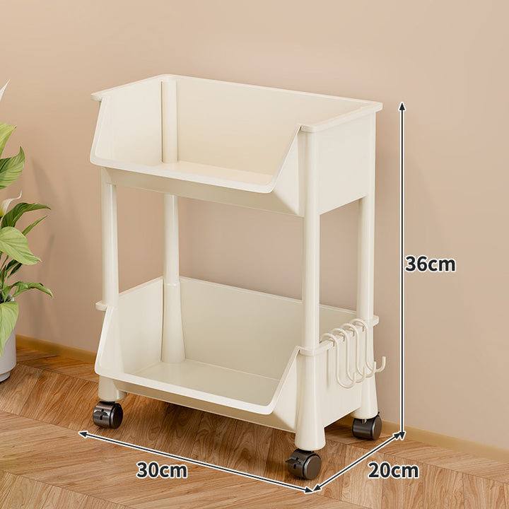 Slim Vertical Multi-Tier Rolling Storage Cart with Tilted Open Bins and Swivel Casters