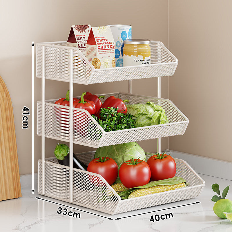 Triple-Tier Metal Mesh Countertop Produce and Pantry Organizer