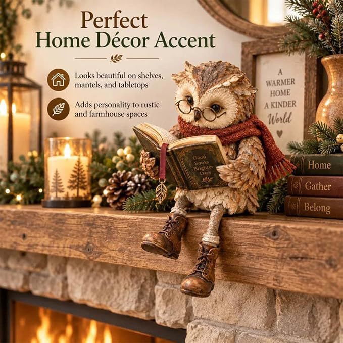 Decorative owl with book and scarf