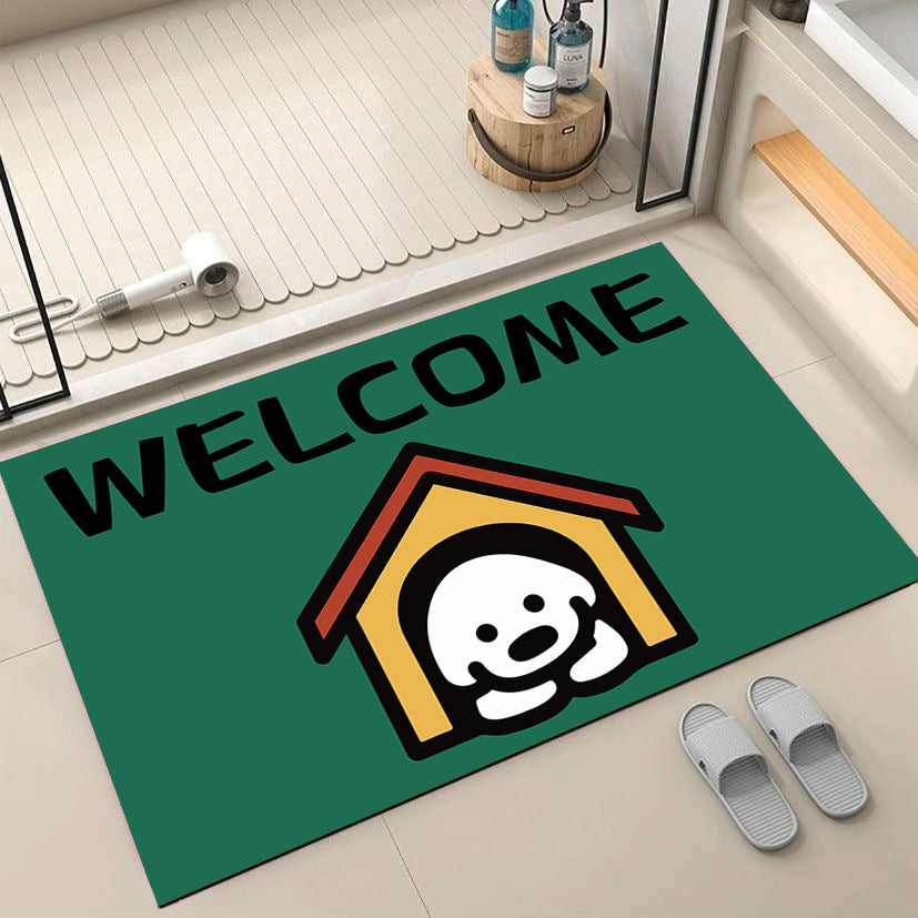 Cartoon Dog-Themed Welcome Mat
