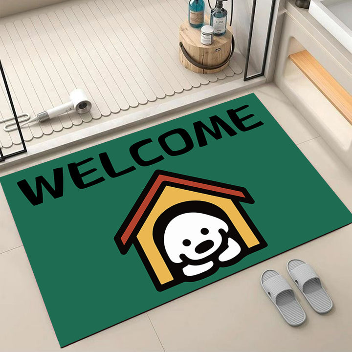 Cartoon Dog-Themed Welcome Mat