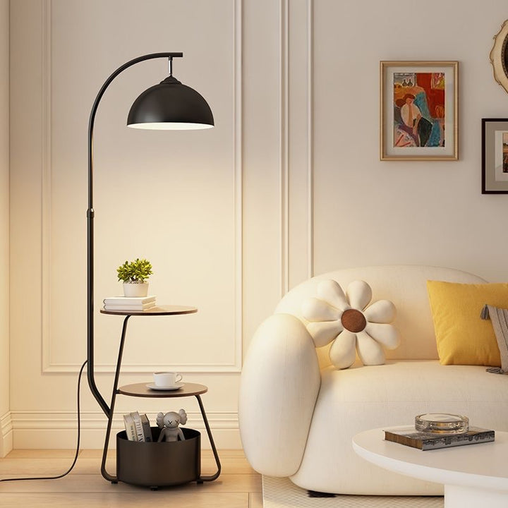 Modern Arc Floor Lamp with Integrated Side Table