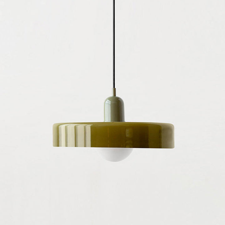 Minimalistic ceramic pendant lamp with layered bell shade