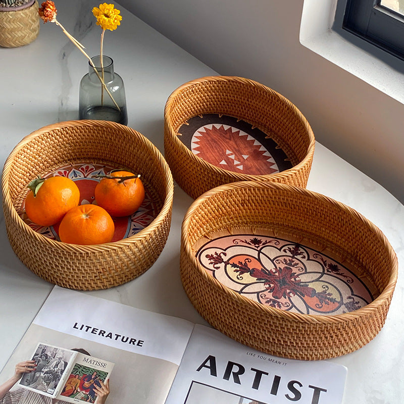 Rustic serving basket with floral details
