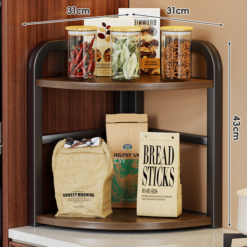 Two-Tier Corner Countertop Storage Shelf with Rounded Frame