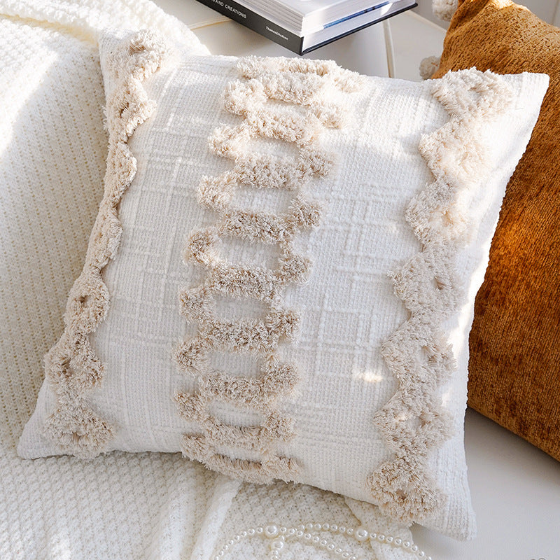 Embroidered Leaf Pattern Decorative Pillow