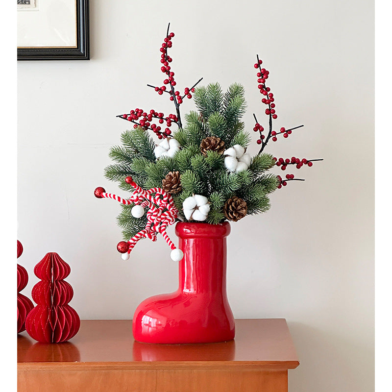 Playful Boot-Shaped Ceramic Flower Vase