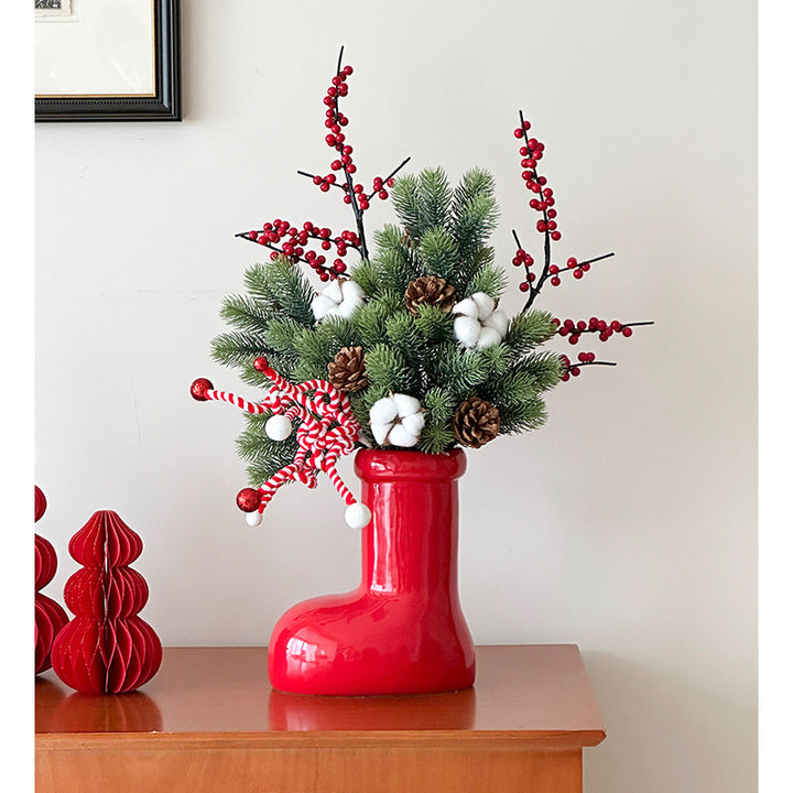 Playful Boot-Shaped Ceramic Flower Vase