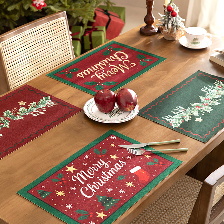Christmas doormat with lettering and holly motif