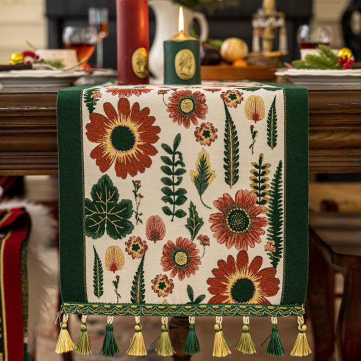 Floral Embroidered Table Runner