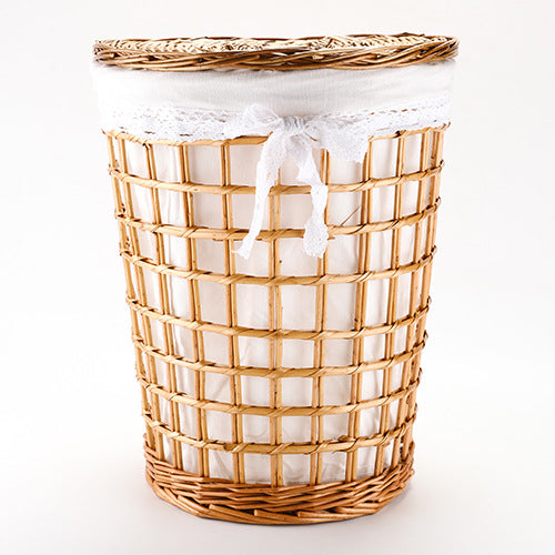 High-quality round laundry basket with lid