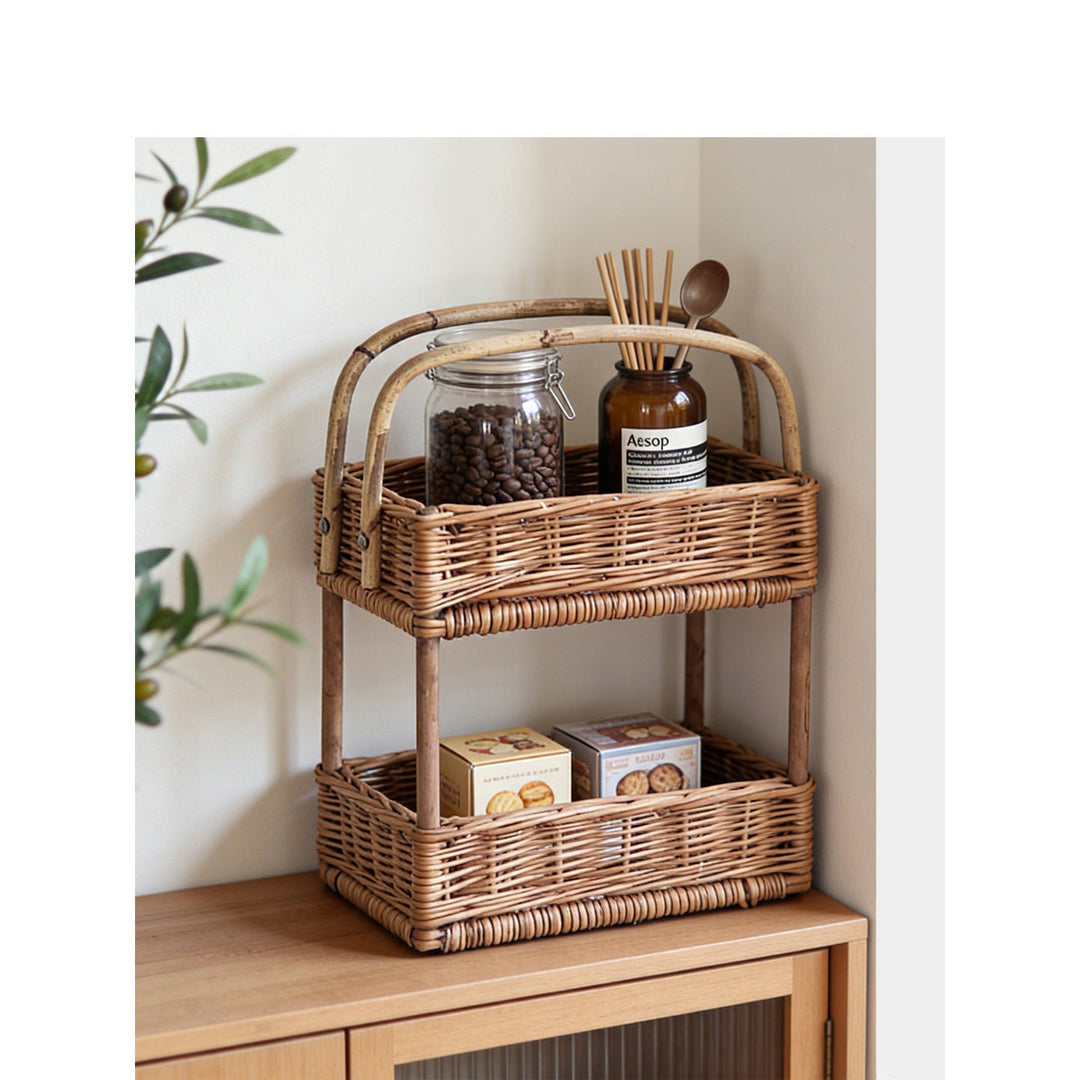 Braided storage basket with handle