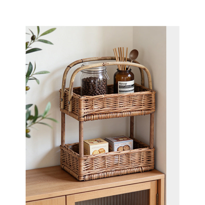 Braided storage basket with handle