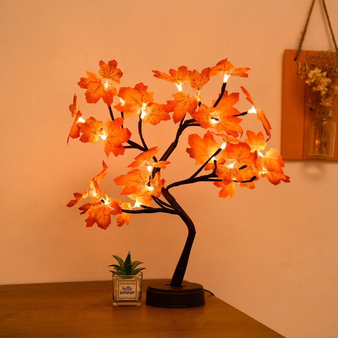 Star-decorated LED branch table lamp with warm micro dimmable lights