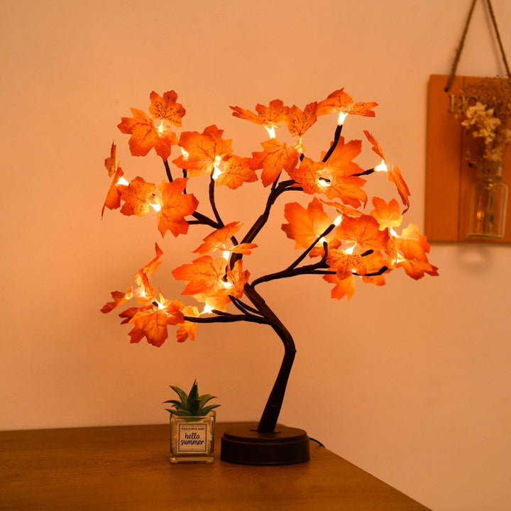 Star-decorated LED branch table lamp with warm micro dimmable lights