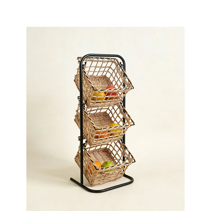 Modern storage basket with multiple shelves