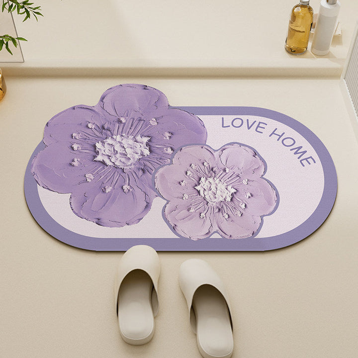 Floral-Themed Non-Slip Bath Mat
