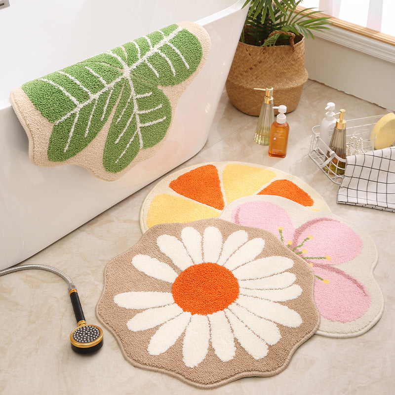 Floral Shape Bath Mat for Bathroom
