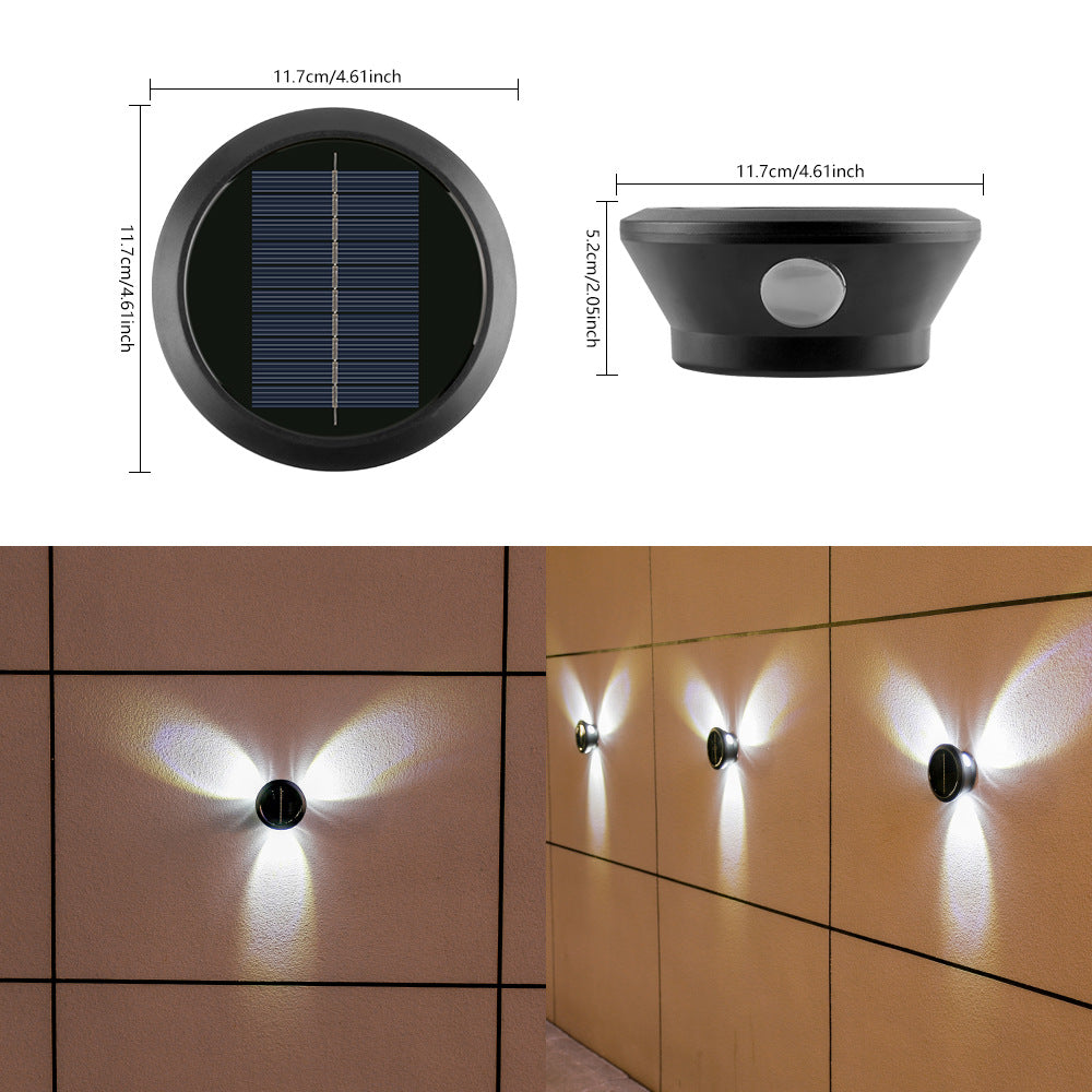 Outdoor Solar Wall Sconce Multi-Beam Decorative LED Accent Light