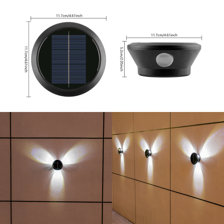 Outdoor Solar Wall Sconce Multi-Beam Decorative LED Accent Light