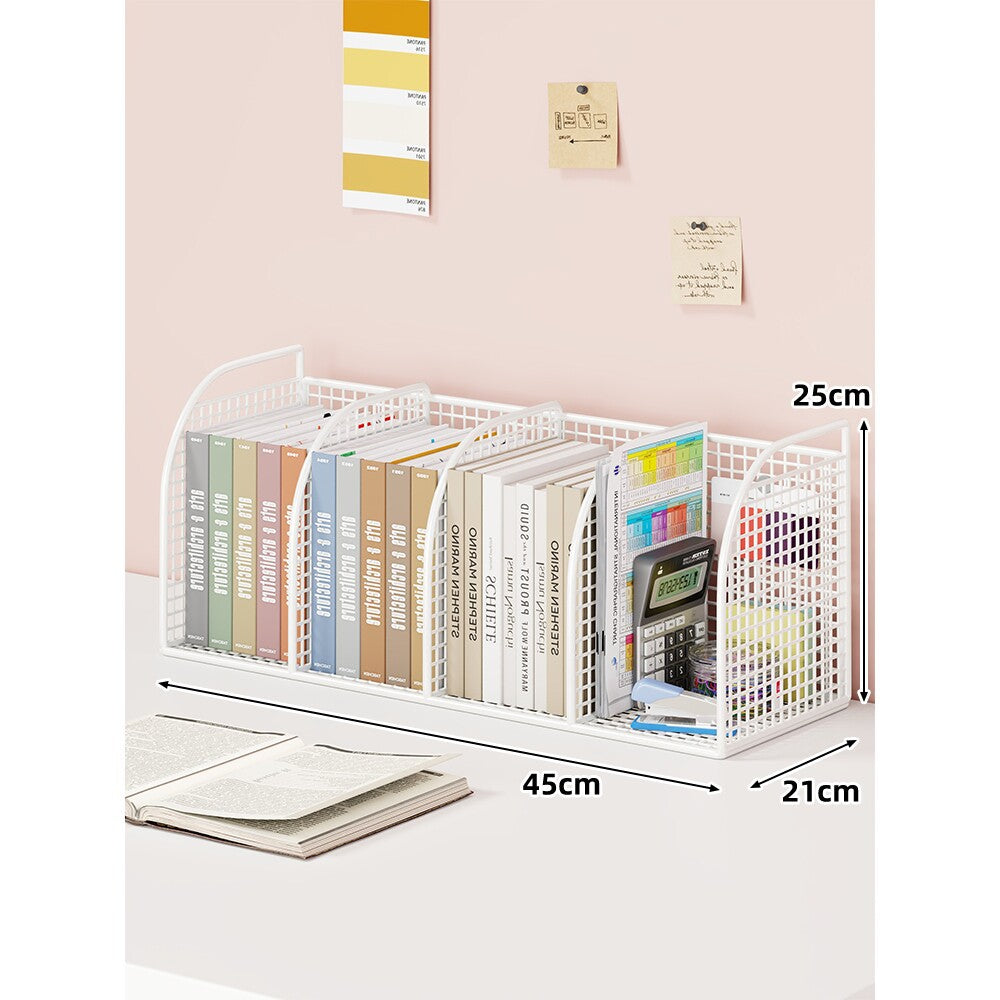 Metal Mesh Desktop File and Stationery Organizer with Triple Compartments