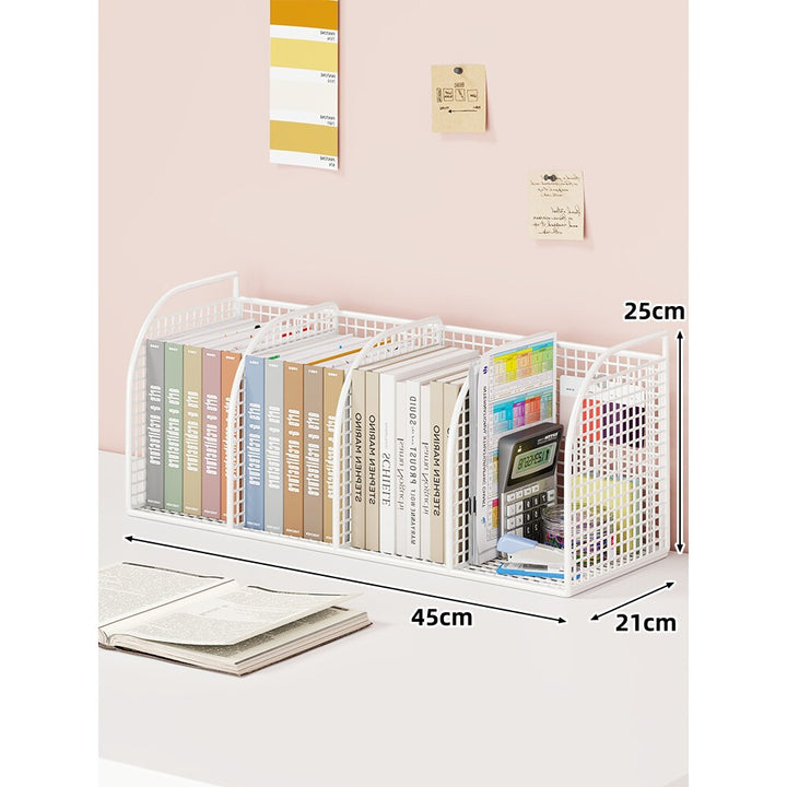 Metal Mesh Desktop File and Stationery Organizer with Triple Compartments
