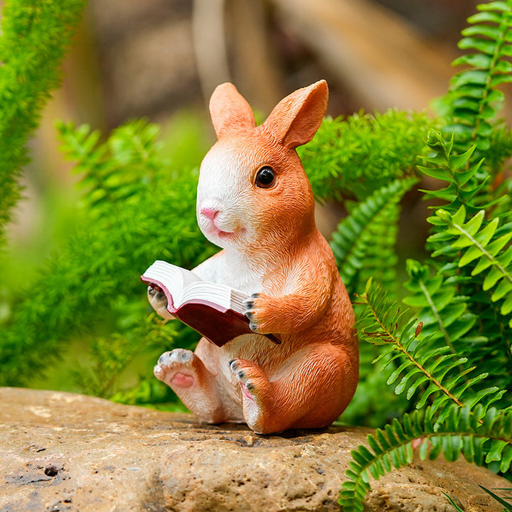 Adorable Reading Rabbit Figurine