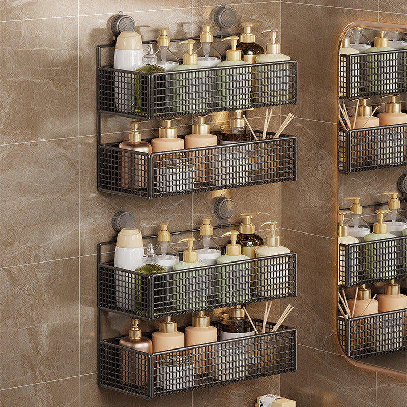 Suction-Mounted Double Mesh Shower Caddy Organizer