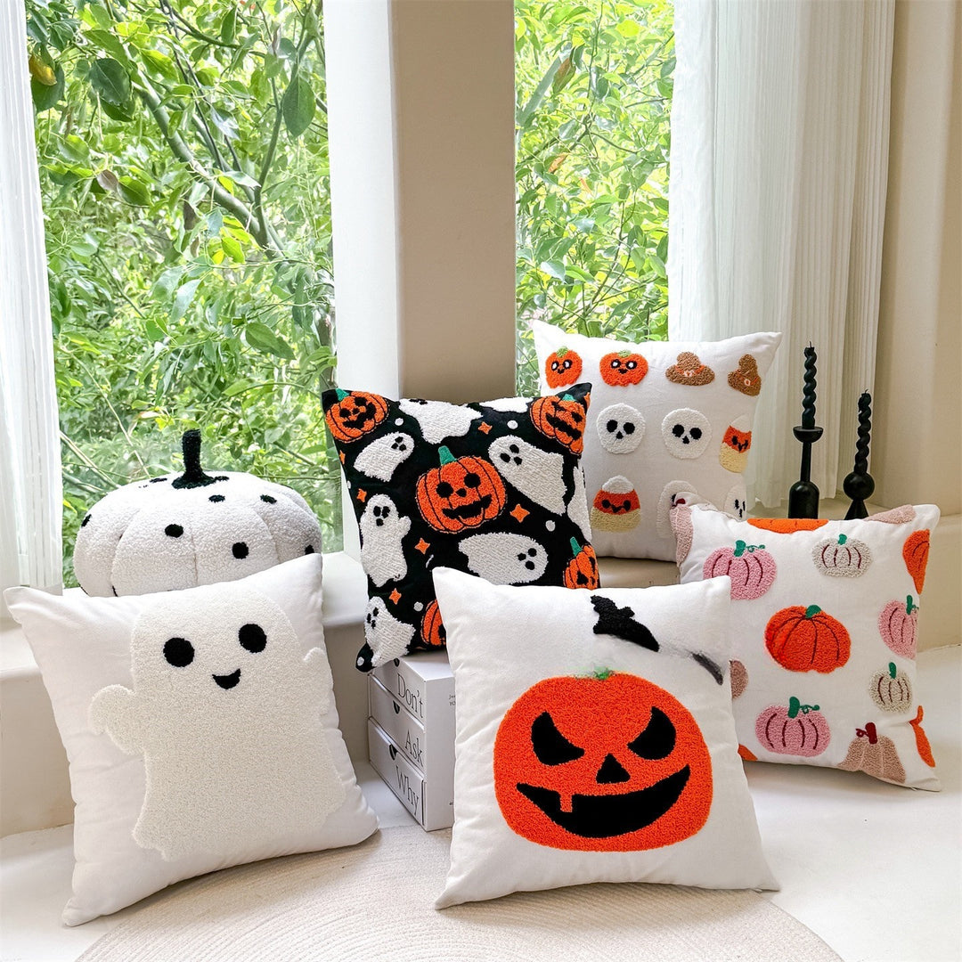 Playful Pumpkin-Themed Throw Pillow