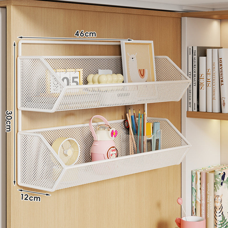 Wall-Mounted Hanging Mesh Storage Basket with Over-Cabinet Hook