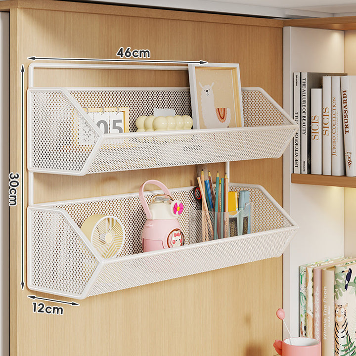 Wall-Mounted Hanging Mesh Storage Basket with Over-Cabinet Hook