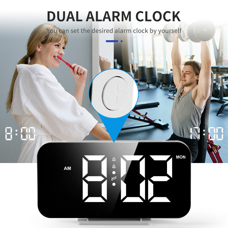 Digital radio alarm clock with large LED digits