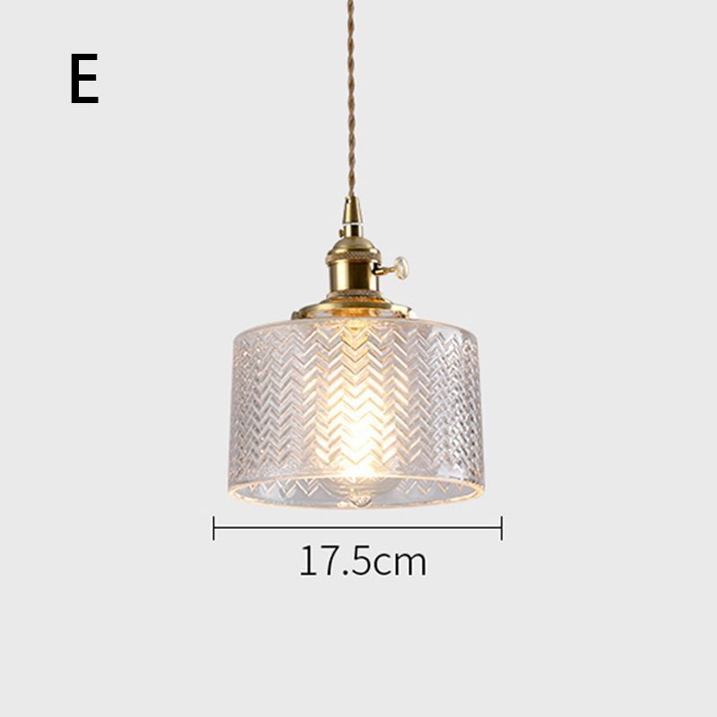 Fluted Glass Pendant Lamp with Vintage Brass Socket