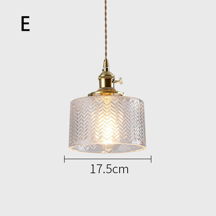 Fluted Glass Pendant Lamp with Vintage Brass Socket