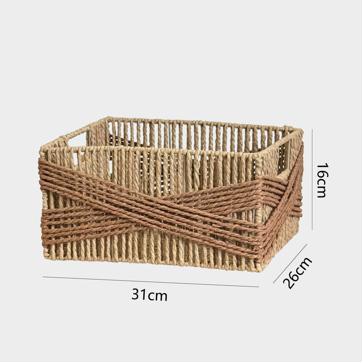 Handcrafted storage basket with decorative weave