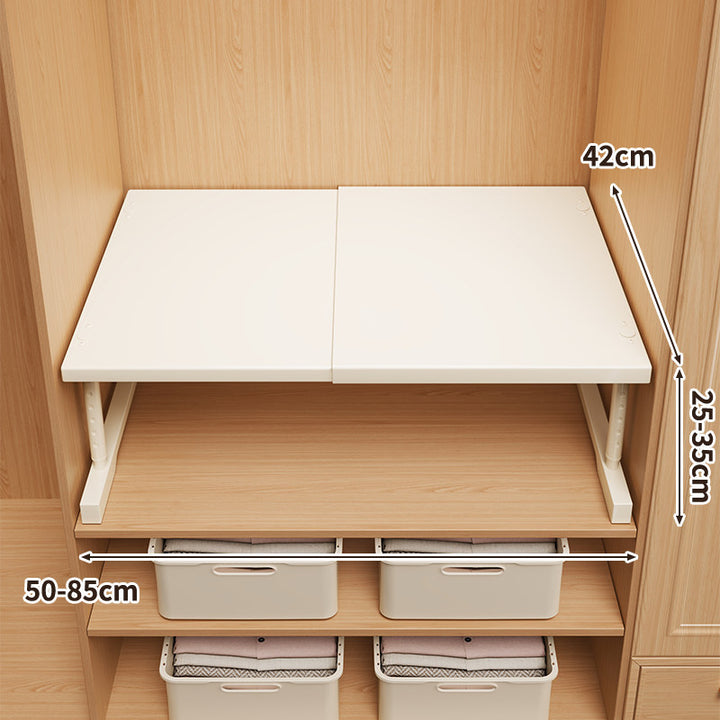 Expandable Folding Closet Shelf Platform with Telescopic Support
