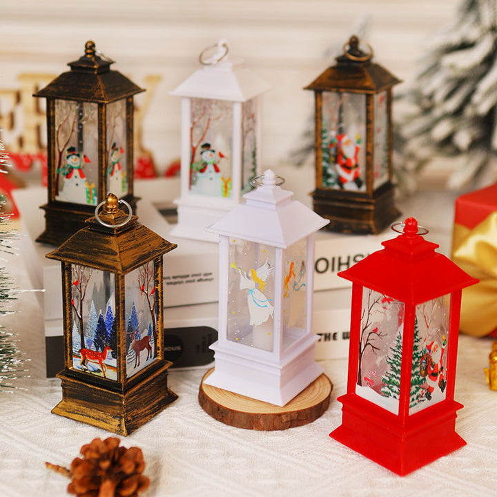 Nostalgic LED Christmas lantern with movable Santa motif