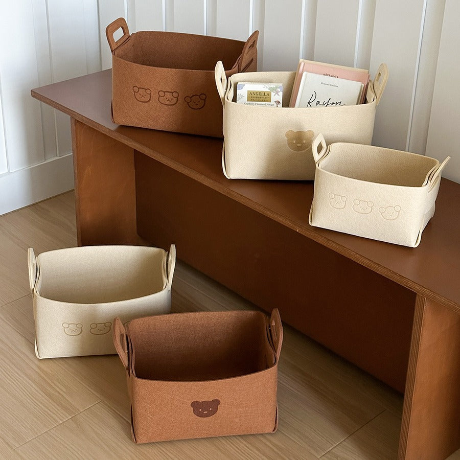 Felt Storage Baskets with Bear Design