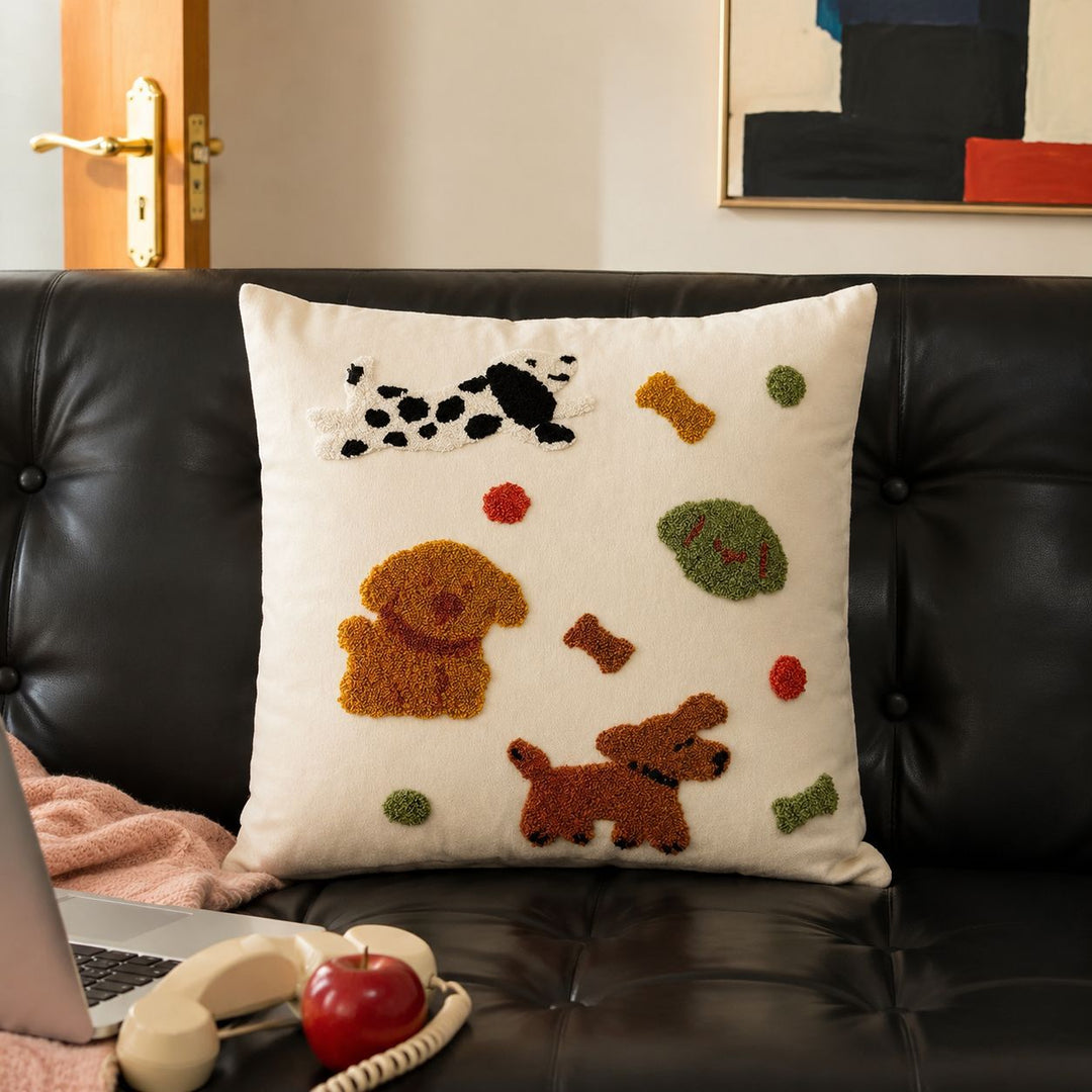 Decorative Dog-Themed Accent Cushion