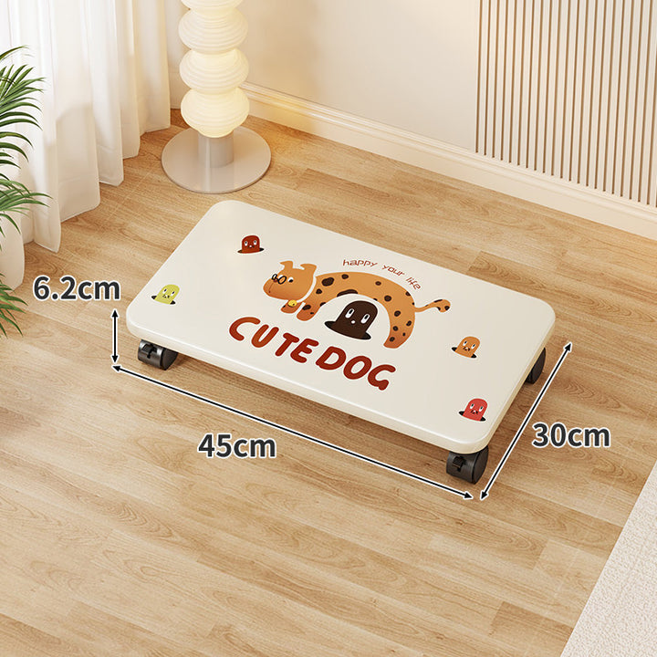 Low-Profile Under-Bed Rolling Storage Platform with Cartoon Top and Locking Casters