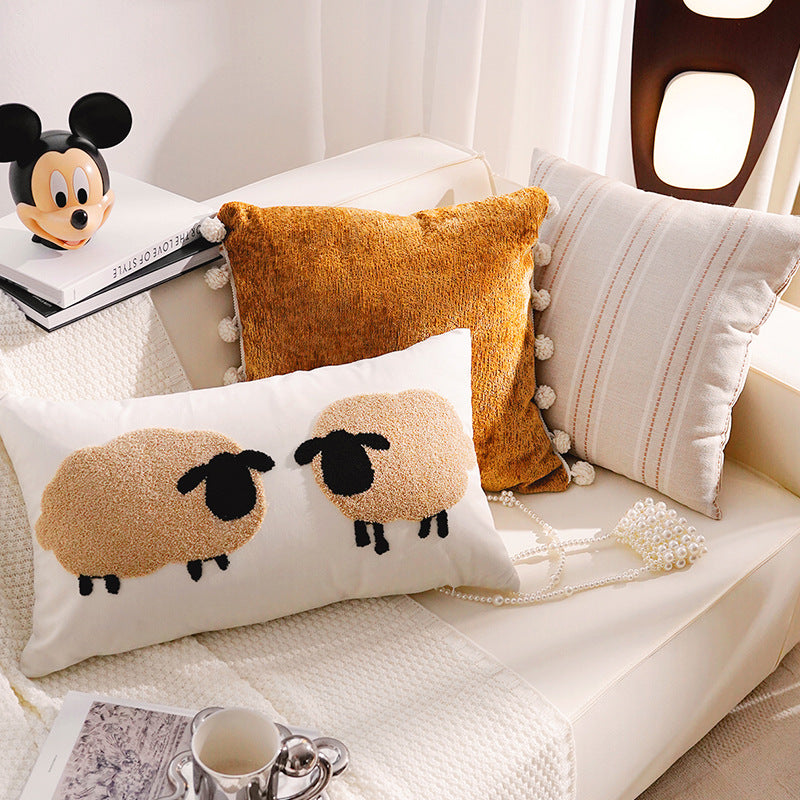 Decorative Sheep-Themed Lumbar Pillow