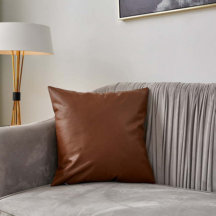 Square premium cushion cover made of vegan Nappa leather with soft-touch surface