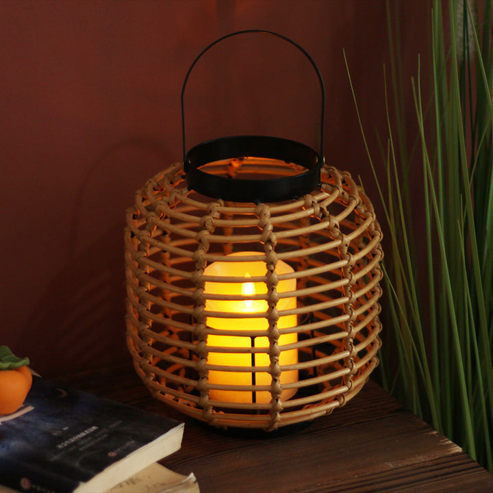 Decorative lantern made of braided rattan