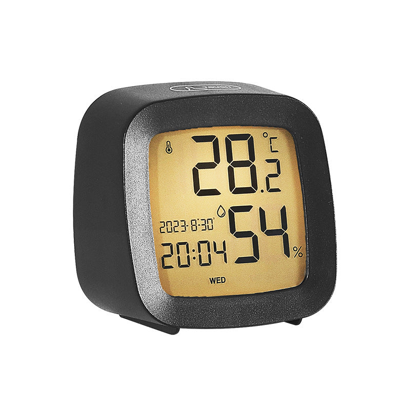 Digital alarm clock with temperature and hygrometer function