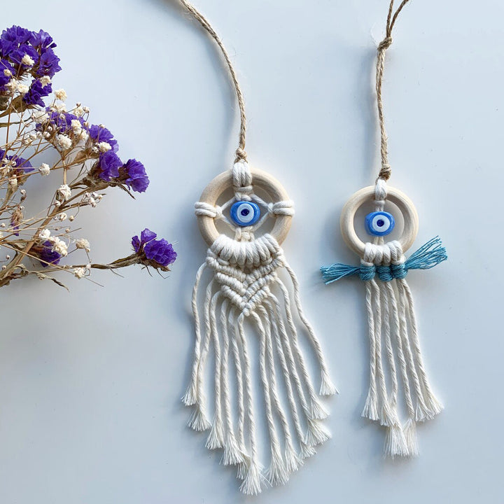 Decorative Macrame Wall Hanging with Evil Eye Design