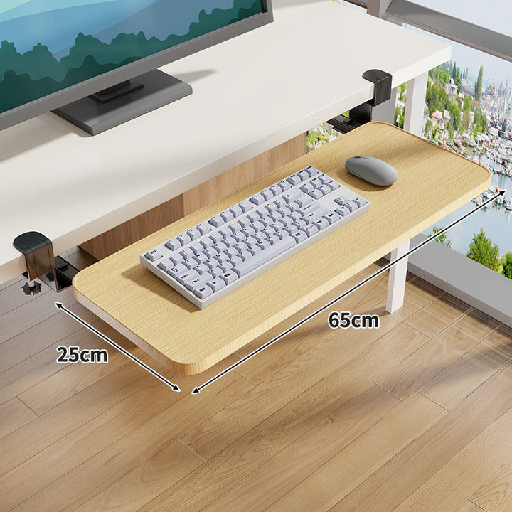 Clamp-Mounted Sliding Ergonomic Woodgrain Keyboard & Mouse Platform