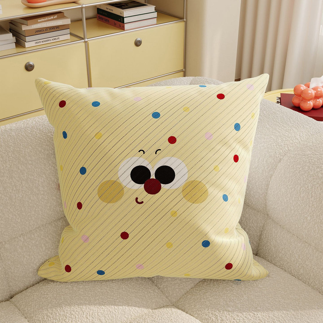 Decorative Plaid Throw Pillow Cover with Embroidered Cartoon Sheep Patch