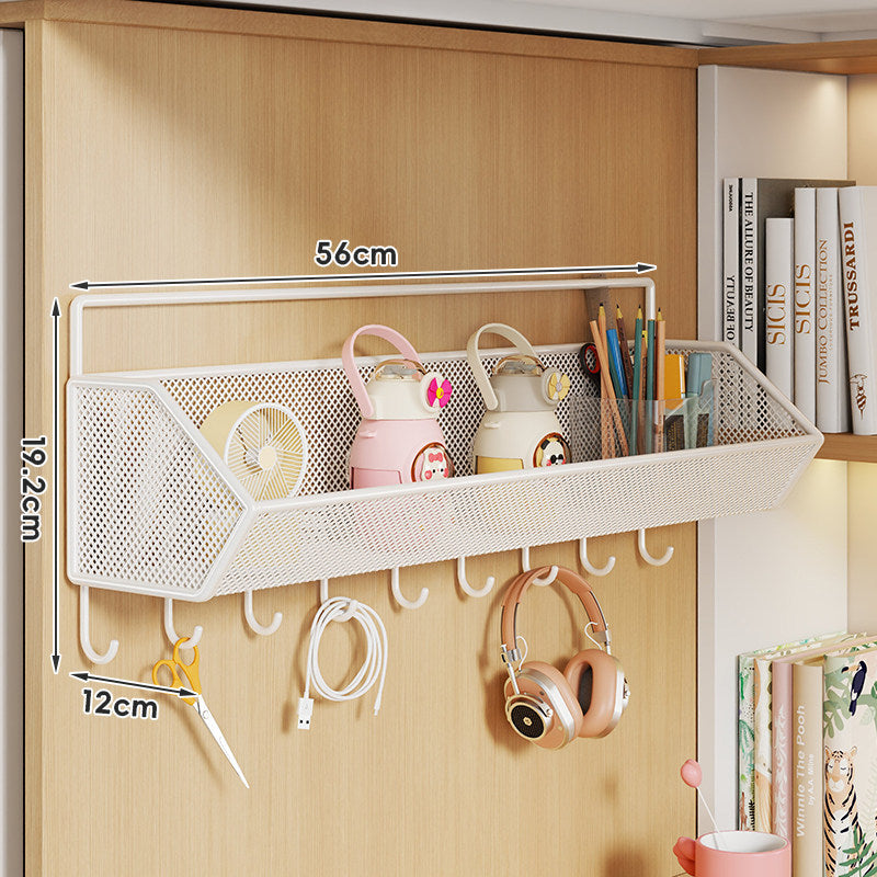 Wall-Mounted Rustproof Metal Mesh Storage Basket with Slim Hanging Rail